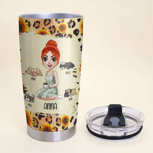 Personalized Dog Mom Tumbler Cup Girl With Dog My Babies Are My Everything - Tumbler Cup - GoDuckee