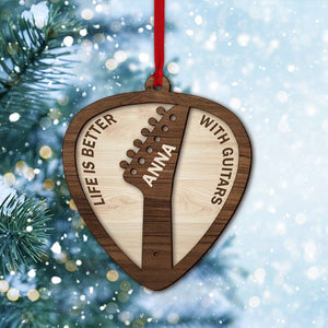 Life Is Better With Guitar - Personalized Guitar Ornament - Christmas Tree Decor - Ornament - GoDuckee