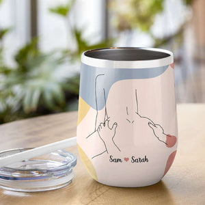 Love Me Always And Love Me All Ways, Personalized Line Art Naughty Couple Wine Tumbler - Wine Tumbler - GoDuckee