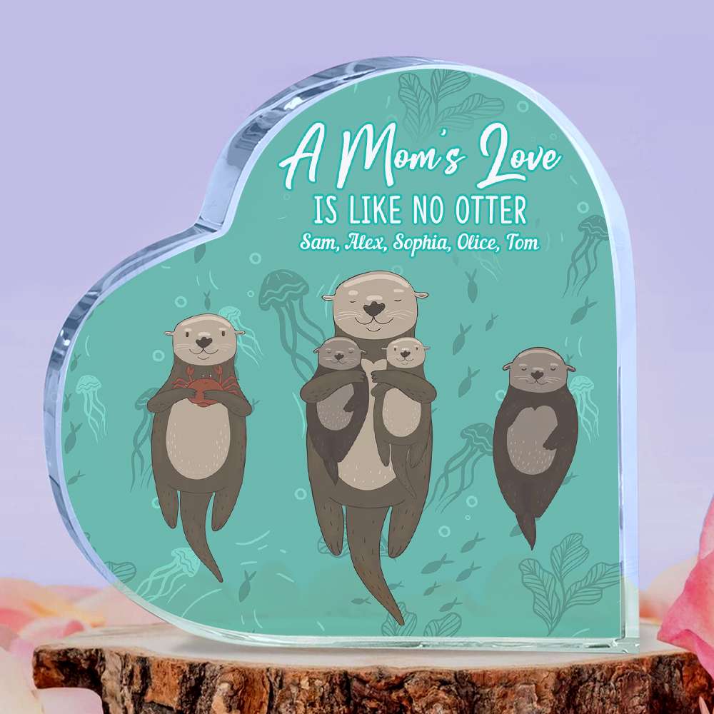 A Mom's Love Is Like Otter, Personalized Heart Acrylic Plaque, Gift For Otter Mom - Decorative Plaques - GoDuckee