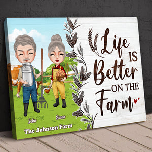 Life Is Better On The Farm, Couple Farmer Canvas Poster Print - Poster & Canvas - GoDuckee