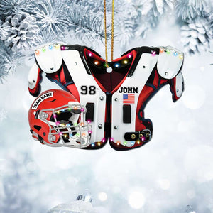 Personalized American Football Ornament - Custom Shoulder Pads and Helmet - Ornament - GoDuckee