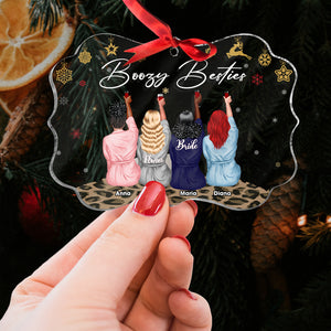 Boozy Besties Personalized Medallion Acrylic Ornament, Christmas Gift For Besties - Ornament - GoDuckee