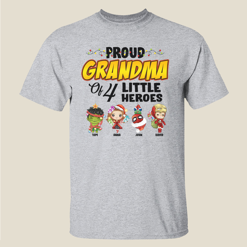 Family, Proud Grandma Of Little Heroes, Personalized Family Christmas Shirts - Shirts - GoDuckee