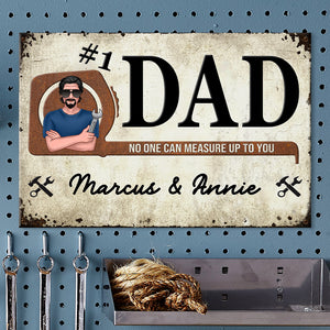 Personalized Father's Day Metal Sign - No One Can Measure Up To You - Gifts For Family Members - Metal Wall Art - GoDuckee
