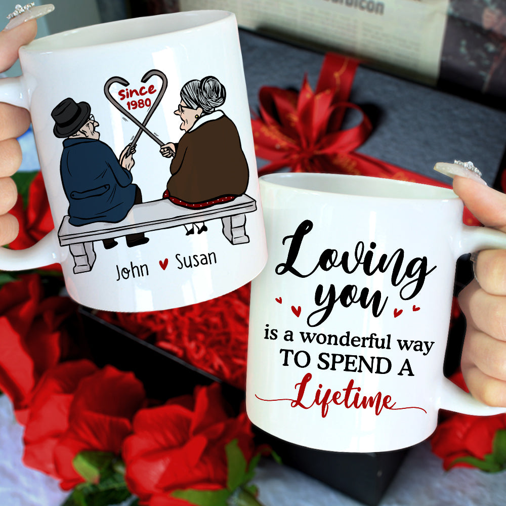 Loving You is A Wonderful Way to Spend A Lifetime, Personalized Couple Mug - Coffee Mug - GoDuckee