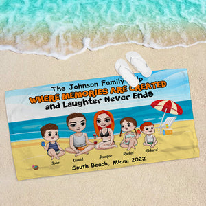 Family Where Memories Are Created And Laughter Never Ends - Personalized Beach Towel - Beach Towel - GoDuckee