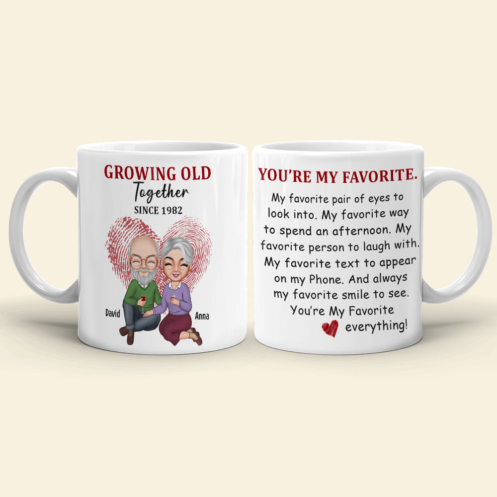 Growing Old Together Personalized Old Couple Mug, Gift For Couple - Coffee Mug - GoDuckee