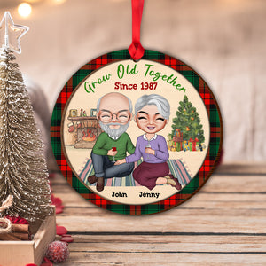 Grow Old Together Personalized Old Couple Ornament, Christmas Tree Decor - Ornament - GoDuckee