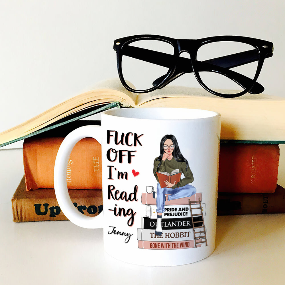 I'm Reading Book, Book Girl White Mug Gift - Coffee Mug - GoDuckee