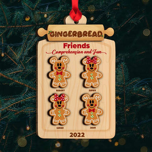 Gingerbread Friends Comprehension And Fun, Best Friend Personalized Wood Ornament Gift - Ornament - GoDuckee