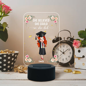 Personalized Graduate Led Night Light She Believed She Could So She Did chibi graduation - Led Night Light - GoDuckee