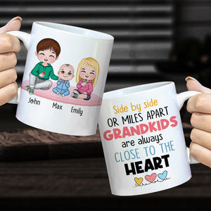 Side By Side Or Miles Apart Grandkids Are Always Close To The Heart, Family Grandkids White Mug - Coffee Mug - GoDuckee