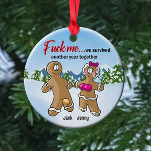We Another Year Together Christmas Couple Personalized Ceramic Circle Ornament - Ornament - GoDuckee