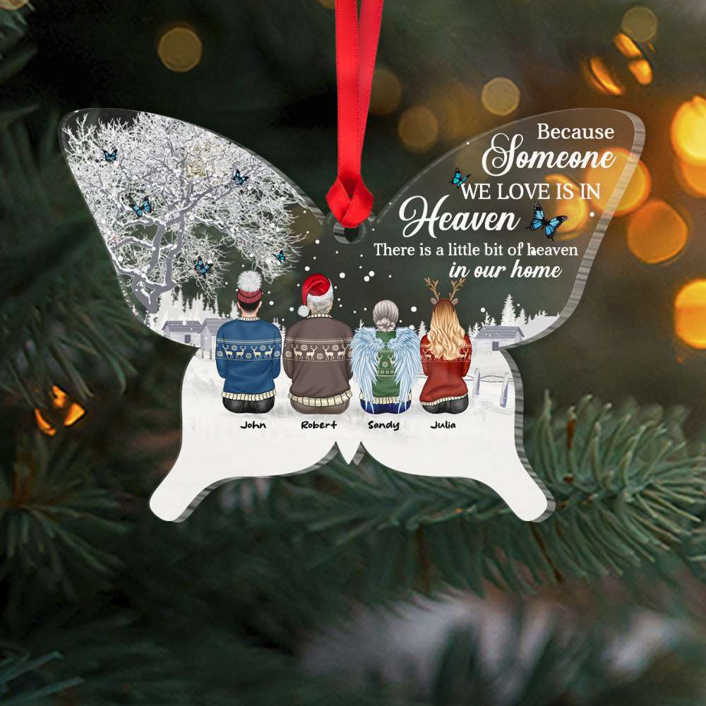 Because Someone We Love is in Heaven ,Personalized Heaven Family Acrylic Custom Shape Ornament, Christmas Gift - Ornament - GoDuckee