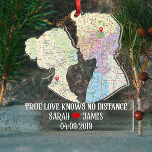 True Love Knows No Distance Personalized Acrylic Ornament - Ornament - GoDuckee