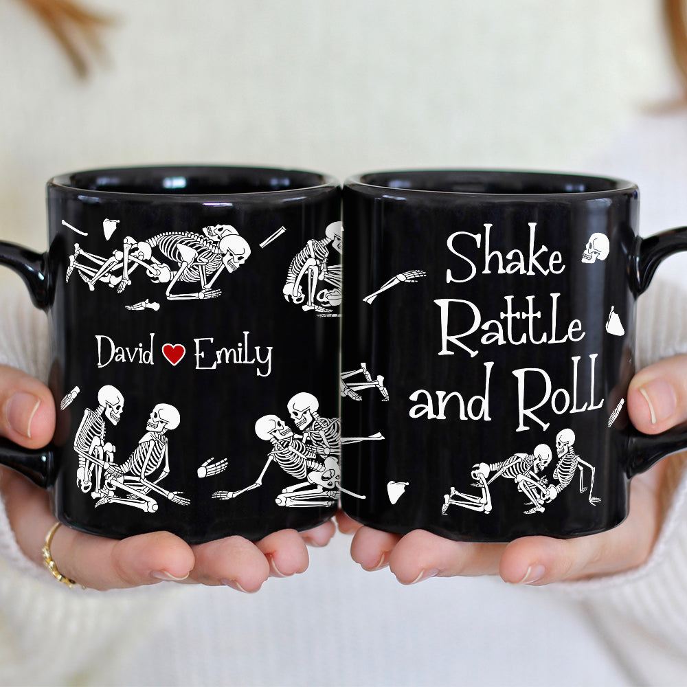 Skeleton Couple, Personalized Couple Black Mug - Coffee Mug - GoDuckee