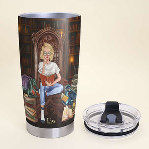 Personalized Book Lover Tumbler - In A World Of Bookworms Be A Book Dragon - Reading Girl - Tumbler Cup - GoDuckee