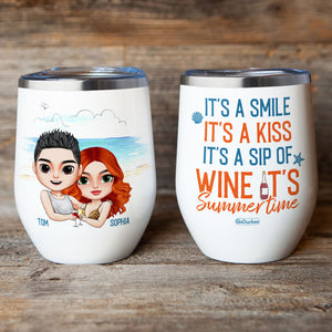It's Smile It's A Kiss Personalized Couple Tumbler Cup - Wine Tumbler - GoDuckee