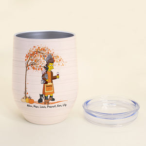 Personalized Old Women & Cat Breeds Wine Tumbler - Never Underestimate An Old Woman With Wine And I'm Retired My Job Is To Collect Wine Corks And Cats - Wine Tumbler - GoDuckee