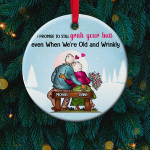 I Promise To Grab Your Butt Personalized Ceramic Ornament, Gift For Couple - Ornament - GoDuckee