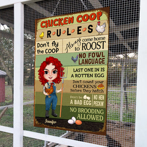 Chicken Coop Rules - Personalized Metal Sign - Metal Wall Art - GoDuckee