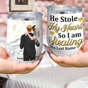 Personalized Newly Wedding Couple Coffee Mug, He Stole My Heart, Personalized Coffee Mug, Wedding Gift, Birthday Gift For Husband - Coffee Mug - GoDuckee
