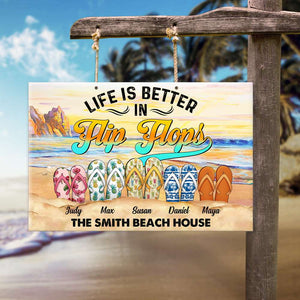 Life Is Better In Flip Flops - Personalized Metal Sign - Metal Wall Art - GoDuckee