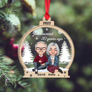 Just Married Years Ago Ornament, Personalized Old Couple Ornament, Christmas Tree Decor - Ornament - GoDuckee