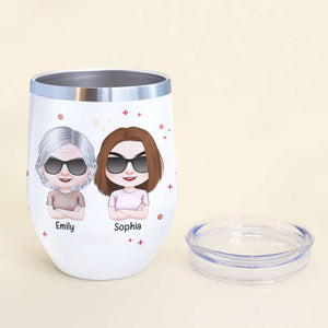 Mom Thank You For Wiping My Bum, Personalized Wine Tumbler, Cool Mom and Kid Tumbler, Funny Mother's Day Gift - Wine Tumbler - GoDuckee