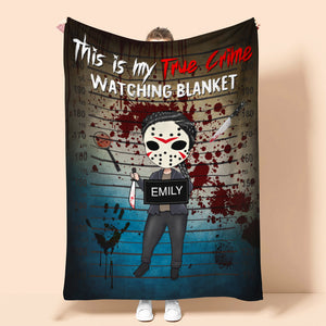 Personalized Horror Girl Blanket - This Is My True Crime Watching Blanket - Blanket - GoDuckee