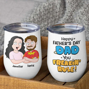Happy Father's Day Dad You Freakin' Rule!, Personalized White Mug, Gift For Dad, Father's Day Gift - Coffee Mug - GoDuckee