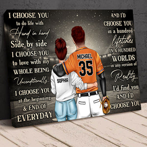 Personalized Baseball Couple Poster - I Choose You To Do Life With Hand In Hand, Side By Side - Poster & Canvas - GoDuckee