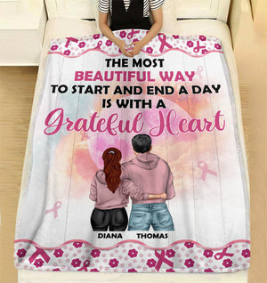 Breast Cancer Awareness - Personalized Hoodie Couple Blanket - The Most Beautiful Way To Start and End A Day - Blanket - GoDuckee