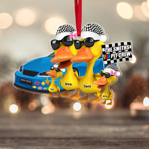 Personalized Duck Racing Family Ornament, Christmas Tree Decor - Ornament - GoDuckee