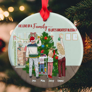 The Love Of A Family Is Life's Greatest Blessing, Personalized Ceramic Ornament Christmas Gift For Family - Ornament - GoDuckee