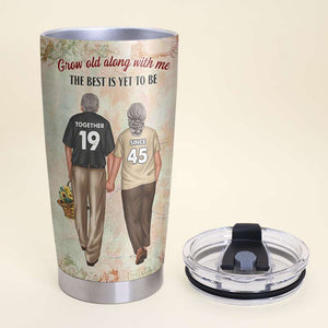 Personalized Old Couple Tumbler - Grow Old Along With Me The Best Is Yet To Be - Tumbler Cup - GoDuckee