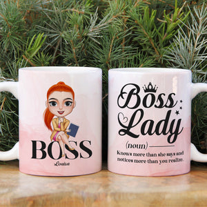 Boss Lady Knows More Than She Says Personalized Boss Lady Mug - Coffee Mug - GoDuckee