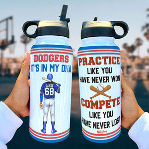 Personalized Baseball Water Bottle Baseball Player Back View - Water Bottles - GoDuckee