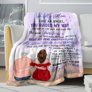 To My Mom Like An Angel - Personalized Blanket - Blanket - GoDuckee