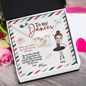 Personalized Ballet Daughter - Interlocking Hearts Necklace - To My Dancer Message Card - From Mom - Jewelry - GoDuckee