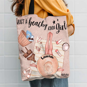 Sun Tan Just A Beachy Kinda Girl - Personalized Tote Bag - Tote Bag - GoDuckee
