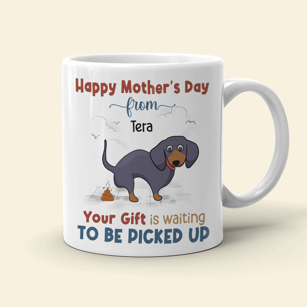 Your Gift Is Waiting To Be Picked Up, Personalized Mug, Gift For Dog Mom, Mother's Day Gift, Chibi Dogs - Coffee Mug - GoDuckee