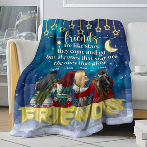 Friends Are Like Stars - Stay and Glow, Personalized Bestie Blanket - Blanket - GoDuckee