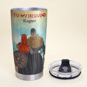 Personalized Viking Couple Tumbler Cup - To My Husband Ragnar - You're My Compass - Tumbler Cup - GoDuckee