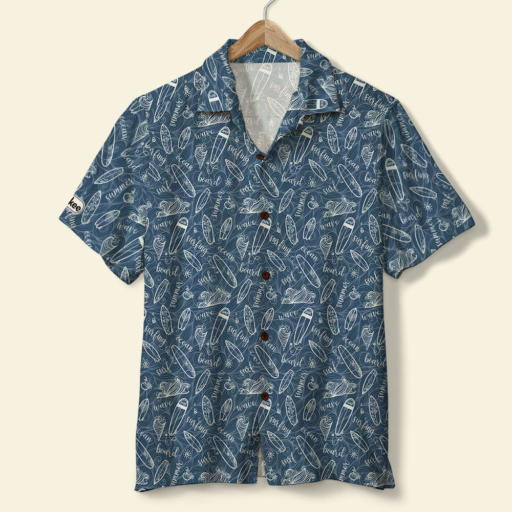 Surfing Hawaiian Shirt - Dark Blue Style Surfing Boards - Hawaiian Shirts - GoDuckee