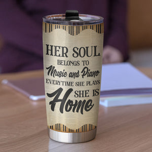 Personalized Piano Girl Tumbler - Her Soul Belong To Music And Piano - Tumbler Cup - GoDuckee