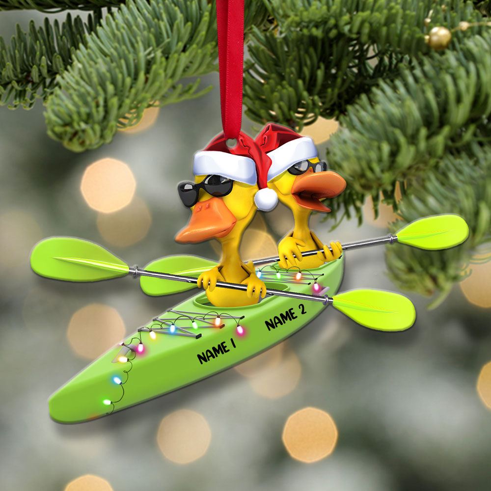 Kayaking Yellow Ducks - Personalized Christmas Ornament - Gifts for Kayaking Lovers - Ornament - GoDuckee