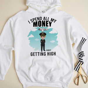 I Spend All My Money, Pilot T-shirt Hoodie Sweatshirt - Shirts - GoDuckee