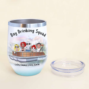 Personalized Drinking Pontoon Friends Wine Tumbler - We Don't Hide Crazy, Give It A Cocktail - Wine Tumbler - GoDuckee